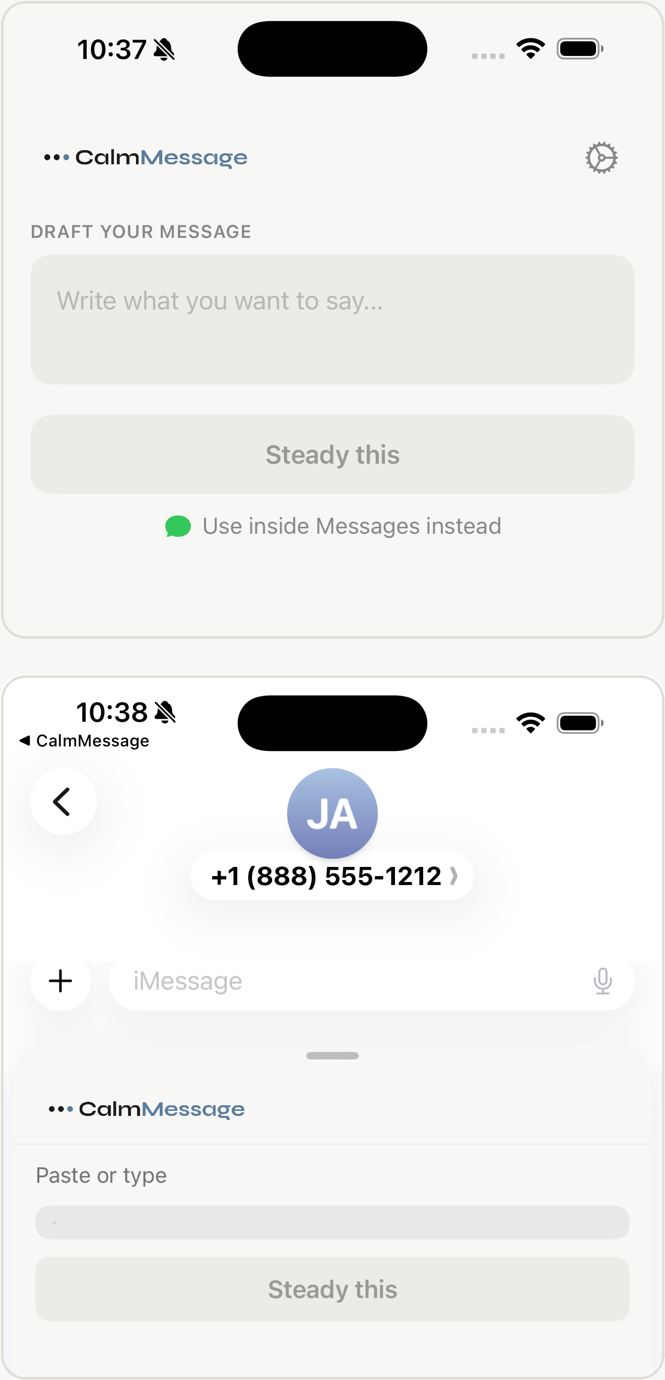 CalmMessage in two places